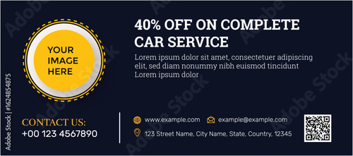 40 off on complete car service with customizable image and contact details