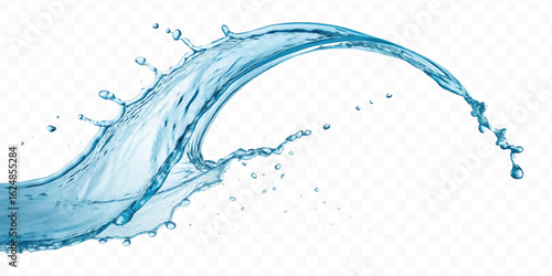 realistic 3d smooth liquid clean water splash in different color and curve  style isolated on transparent  background