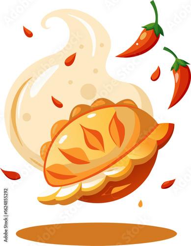 Gyoza Chili oil or Jiaozi Chili oil Levitation stock illustration