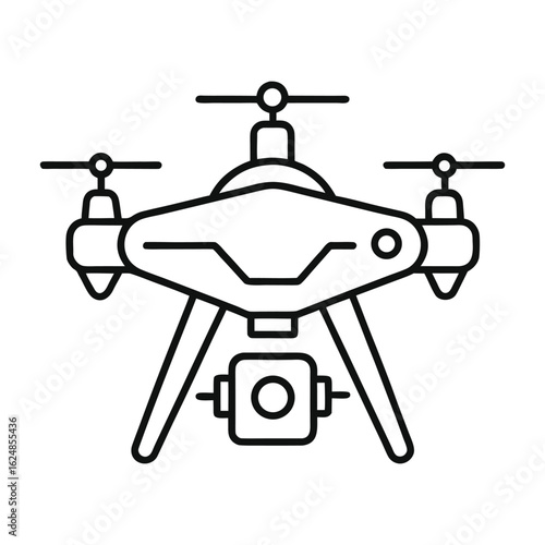 Drone Outline – Minimal Line Art Vector Icon