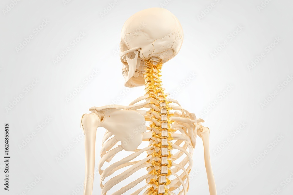 Fototapeta premium x-default Human Skeleton Back View with Spinal Column Highlighted