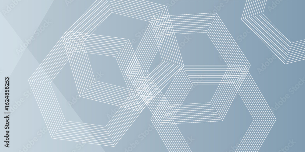 Fototapeta premium Abstract hexagon lines on gray background. Geometric stripe line art design type3