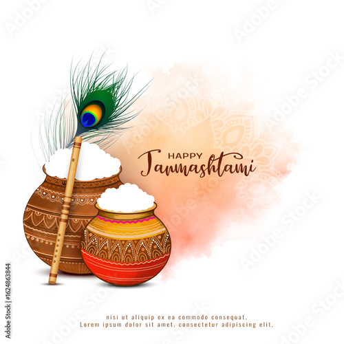 Happy Janmashtami Indian traditional festival celebration background
