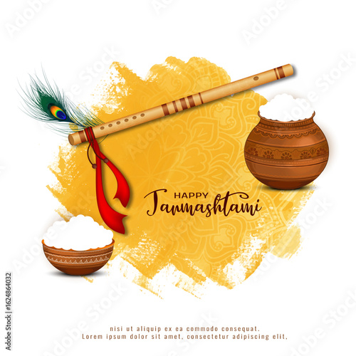 Cultural Happy Janmashtami Indian festival background
