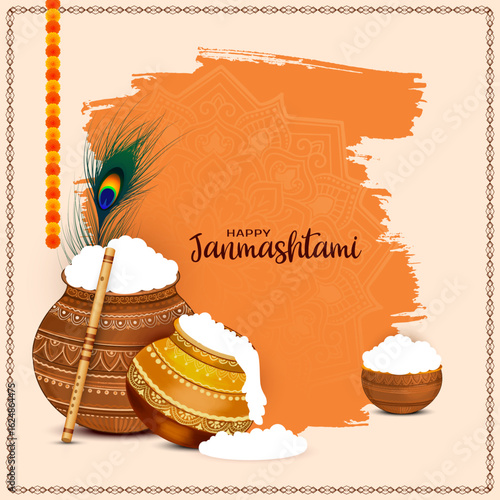 Cultural Happy Janmashtami Indian festival background