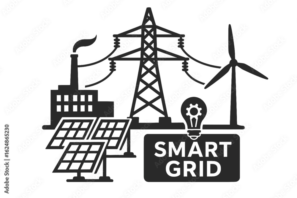 Fototapeta premium Craft a detailed silhouette of a Smart Grids Energy