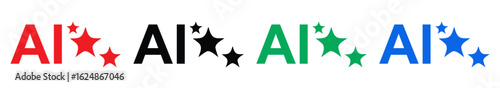 Generative AI logo icon magic sparkle stars symbol. Vector illustration.