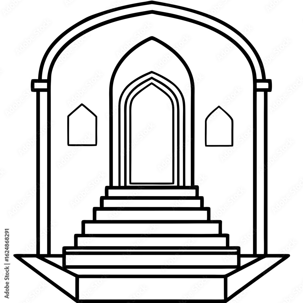 Fototapeta premium Islamic Gate with Steps Inside - Clean Line Art