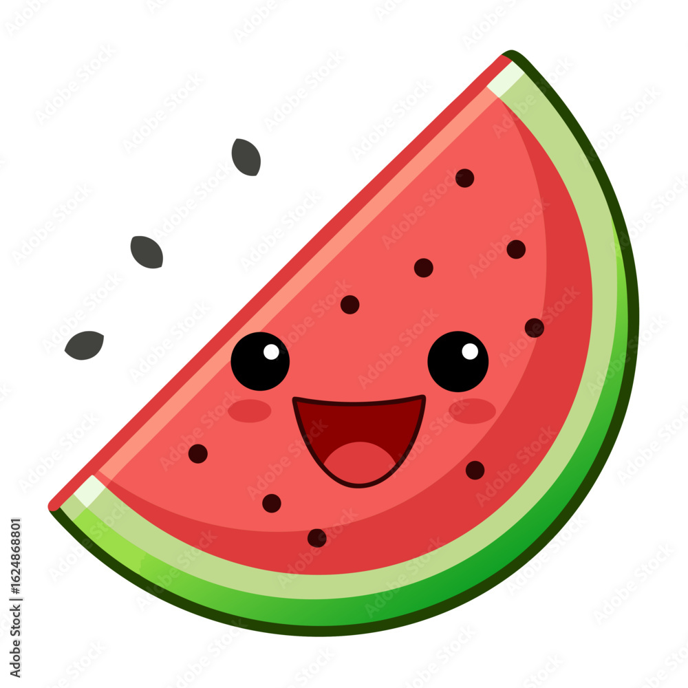 Fototapeta premium Happy watermelon slice with seeds as freckles