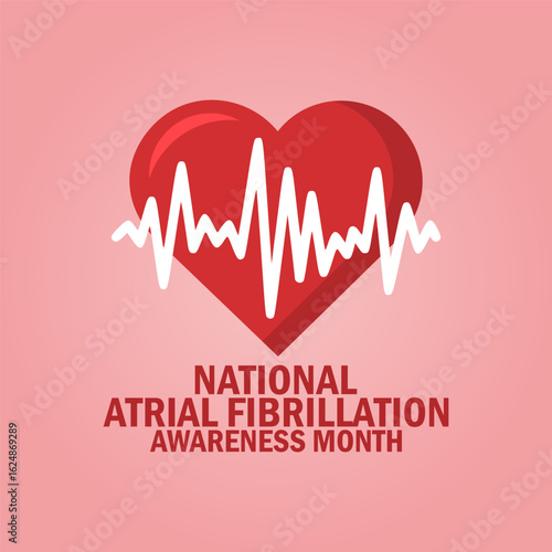 Vector graphic of National Atrial Fibrillation Awareness Month for National Atrial Fibrillation Awareness Month celebration.