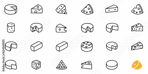Illustration of various cheese types including swiss and cheddar with an orange slice at the bottom right