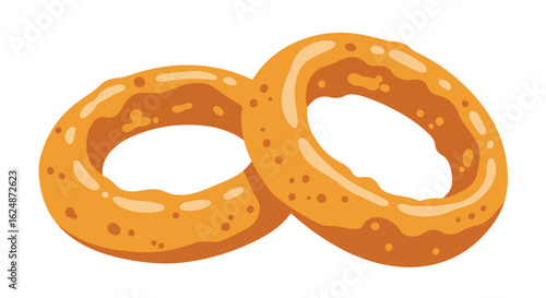 Two bagels on white, illustration for menu, food design, no background
