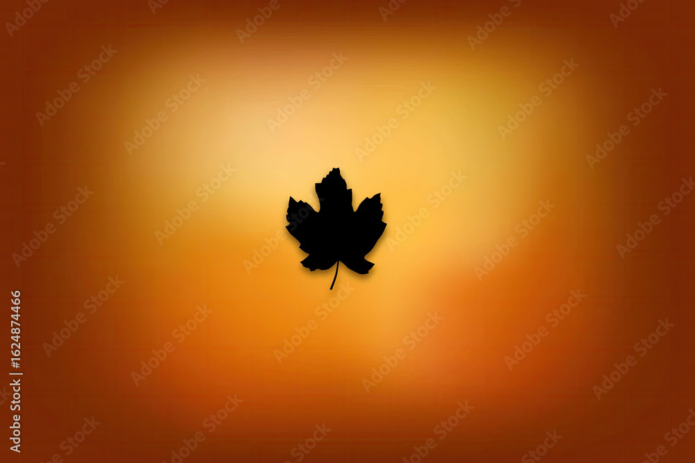 Fototapeta premium Maple Leaf Silhouette on Amber‑Orange Autumn Gradient Background