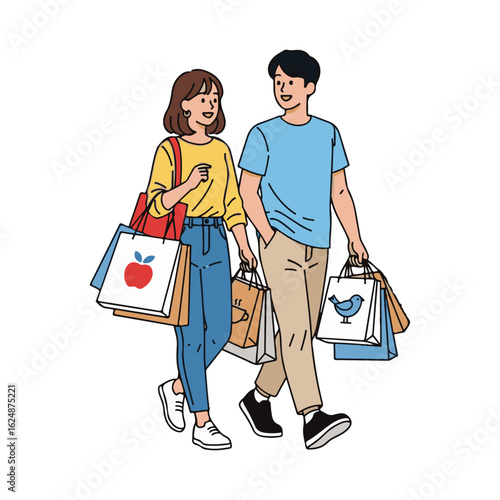 Happy Couple Shopping Bags Retail Therapy Fashion Style