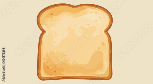 Cartoon slice of bread on a plain surface, intended for recipes or children's book