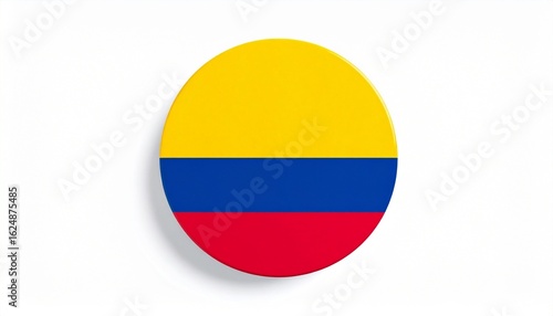 Colombia national flag in circular format with horizontal yellow, blue, and red stripes, yellow occupying top half, symbolizing national identity and Latin American heritage, isolated on plain backgro Free Download Colombia national flag in circular format with horizontal yellow, blue, and red stripes, yellow occupying top half, symbolizing national identity and Latin American heritage, isolated on plain backgro - GFXLoad