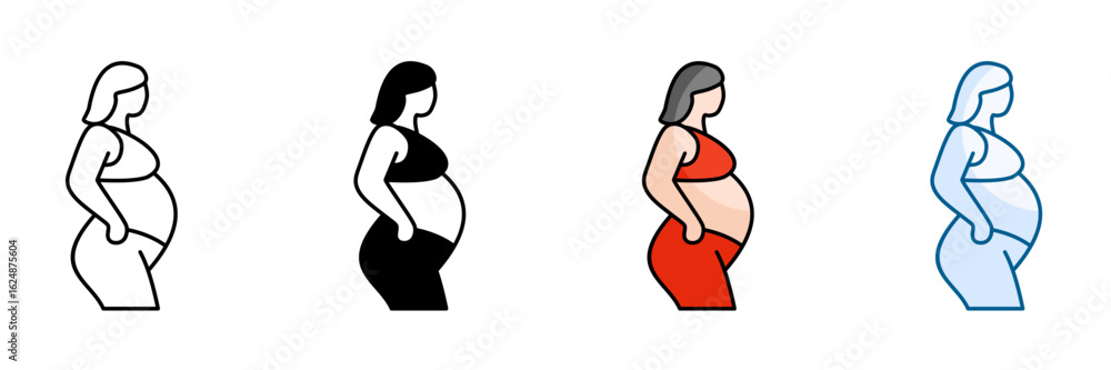 Expectant Mother Icon Set Multiple Style Collection Expectant Mother Icon Set Multiple Style Collection
