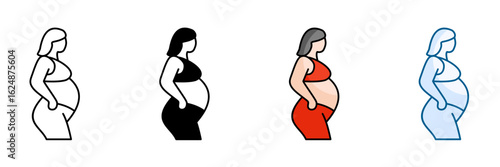 Expectant Mother Icon Set Multiple Style Collection