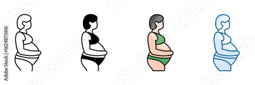 Gestating Woman Icon Set Multiple Style Collection