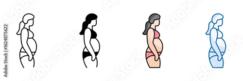 Postpartum Body Icon Set Multiple Style Collection