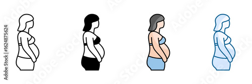 First Trimester Body Icon Set Multiple Style Collection