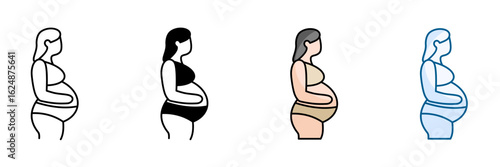 Third Trimester Body Icon Set Multiple Style Collection