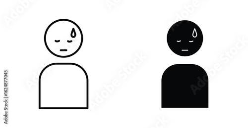 sadness line icon illustration vector graphic - Helpless Person Icon - Editable Icon