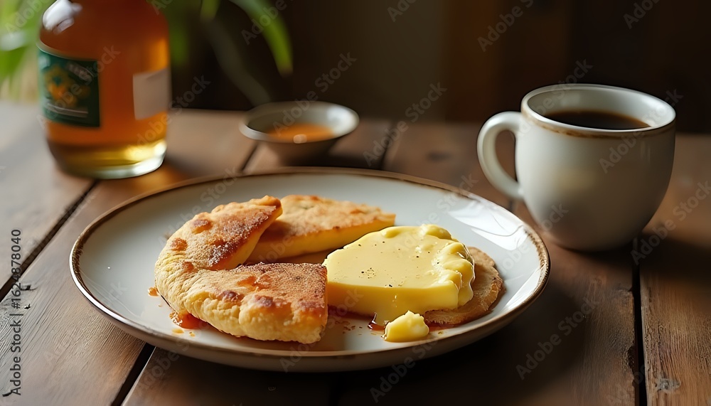 Breakfast Plate with Pancakes and Coffee Breakfast Plate with Pancakes and Coffee