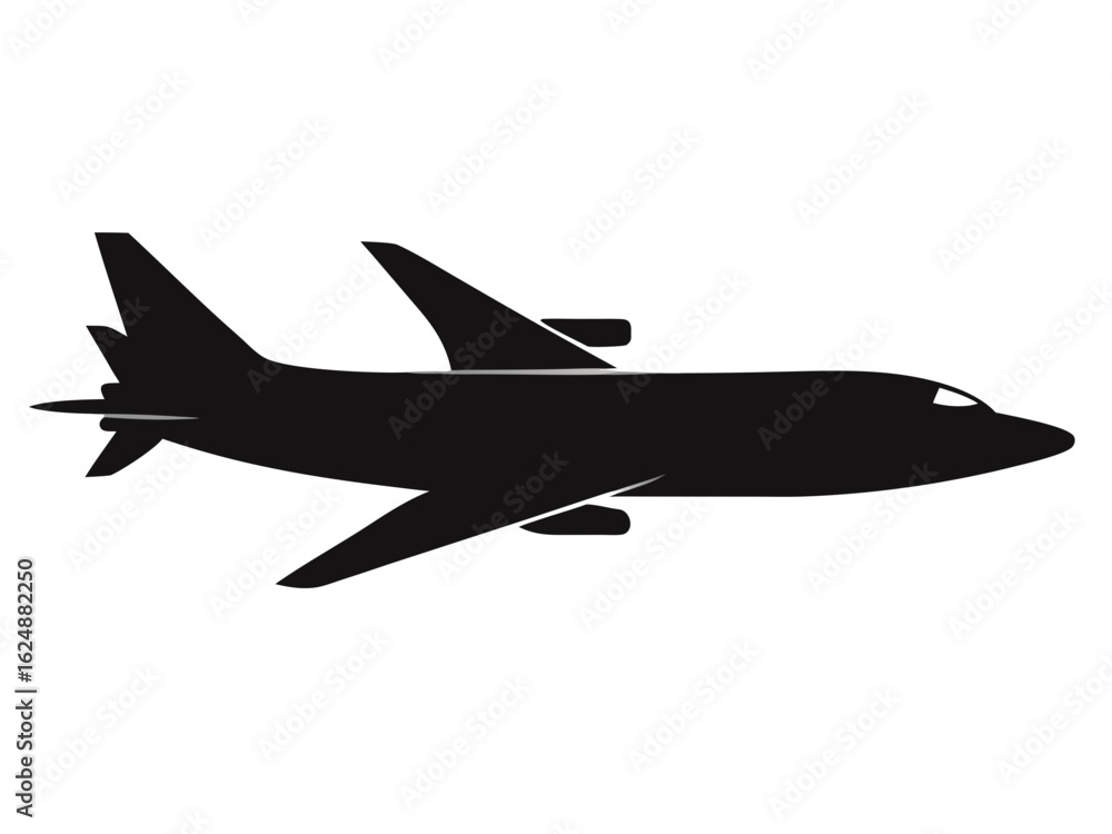 Fototapeta premium Airplane icon,Airplane black silhouette vector on white background