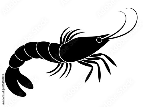 shrimp icon,shrimp black silhouette vector on white background
