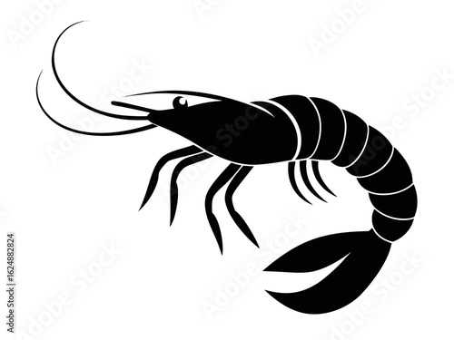 shrimp icon,shrimp black silhouette vector on white background