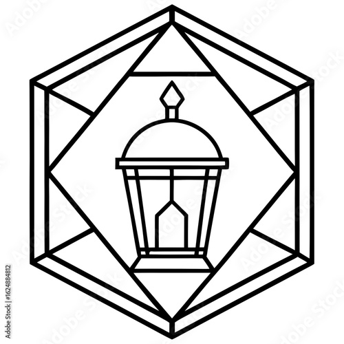Wallpaper Mural Minimal Lantern in Geometric Border Line Art Torontodigital.ca