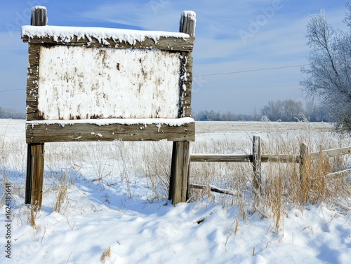 Wallpaper Mural A weathered wooden signpost stands in a snow-covered field, a rustic winter scene. Torontodigital.ca