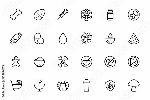 A wholesome icon set highlighting the nutritional benefits and healthy aspects of dairy consumption. Ideal for diet plans, health blogs, and educational posters