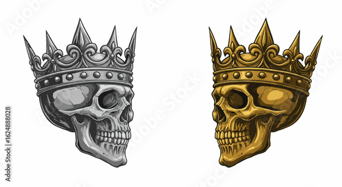 Skull Side Portrait with Crown Royal Gothic Vector