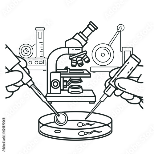 In Vitro Fertilization (IVF) Process in a Laboratory Setting