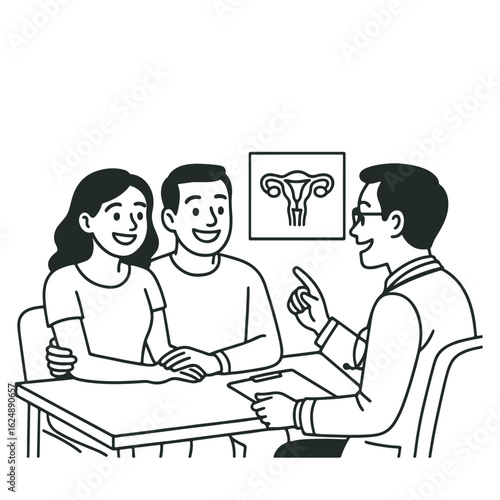 Couple Consulting with a Doctor about Fertility.  IVF treatment concept