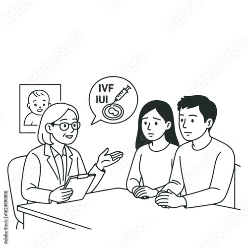 Couple Consulting with a Fertility Doctor about IVF