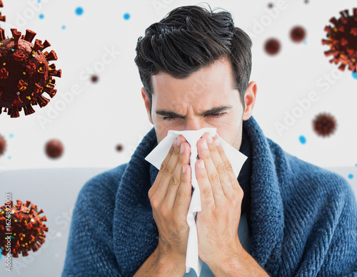  Person with Flu Symptoms During Seasonal Outbreak