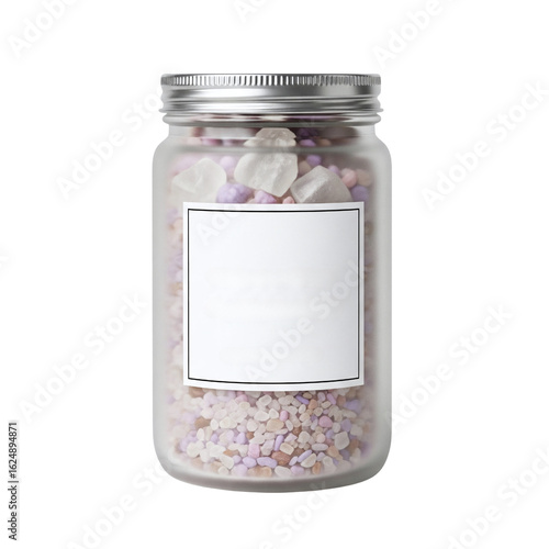 Bild auf Leinwand Jar of bath salts with blank label