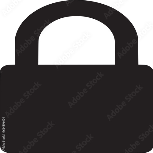 A simple graphic of a black padlock with a white background providing a minimalist aesthetic view