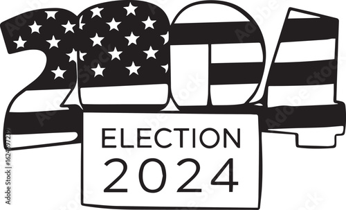  USA Election 2024 - Patriotic Hand-Drawn Graphic with American Flag Design