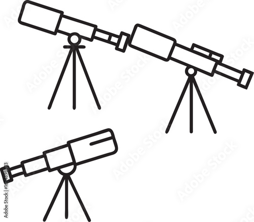 Telescope on a tripod isolated on white background, perfect for stargazing