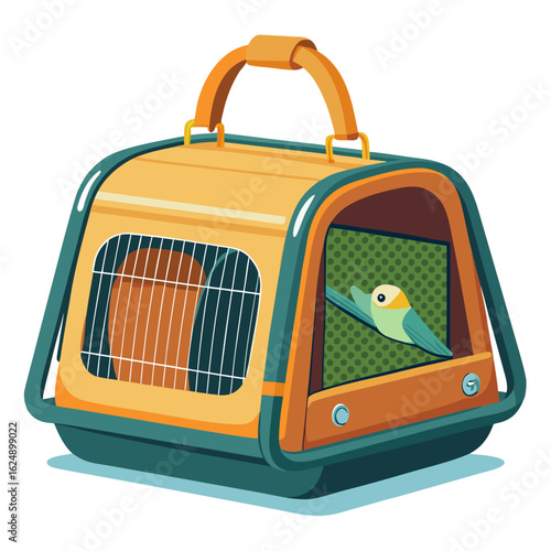 Bird carrier design with mesh windows and shoulder strap