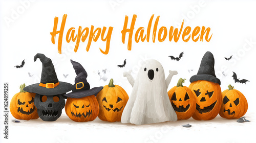 halloween background with pumpkin, Happy Halloween	
