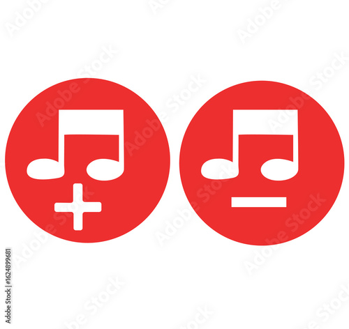 Cute cartoon hand drawn vector Plus and minus  Song Icons.