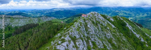 Wallpaper Mural Aerial view from a drone of the area surrounding the Hermitage of Santa Eufemia in Aulesti, in the province of Bizkaia, in the autonomous community of the Basque Country. Spain. Europe Torontodigital.ca