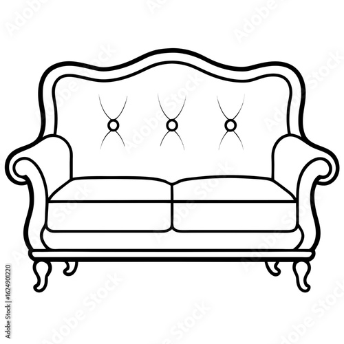 Minimalist Sofa Set Front Outline Vector