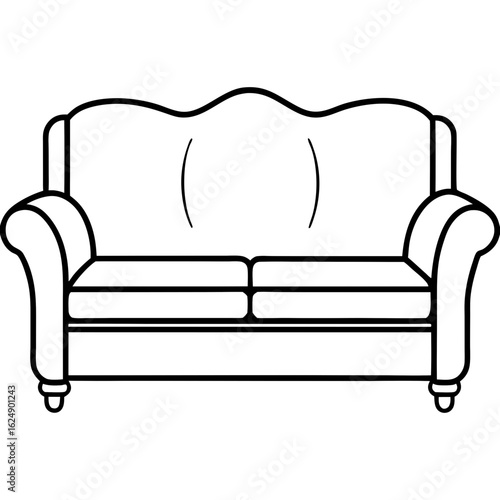 Minimalist Sofa Set Front Outline Vector