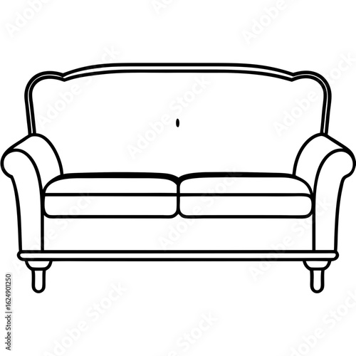 Minimalist Sofa Set Front Outline Vector